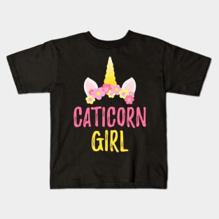 Caticorn Girl for Unicorn cat meowgical pets lover Kids T-Shirt